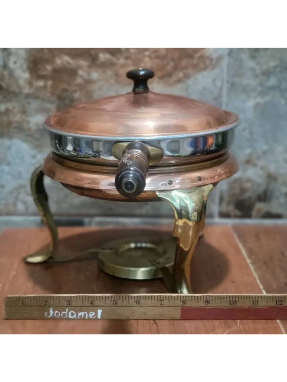 Vintage Copper Brass Chafing Pan Buffet Server Food Warmer